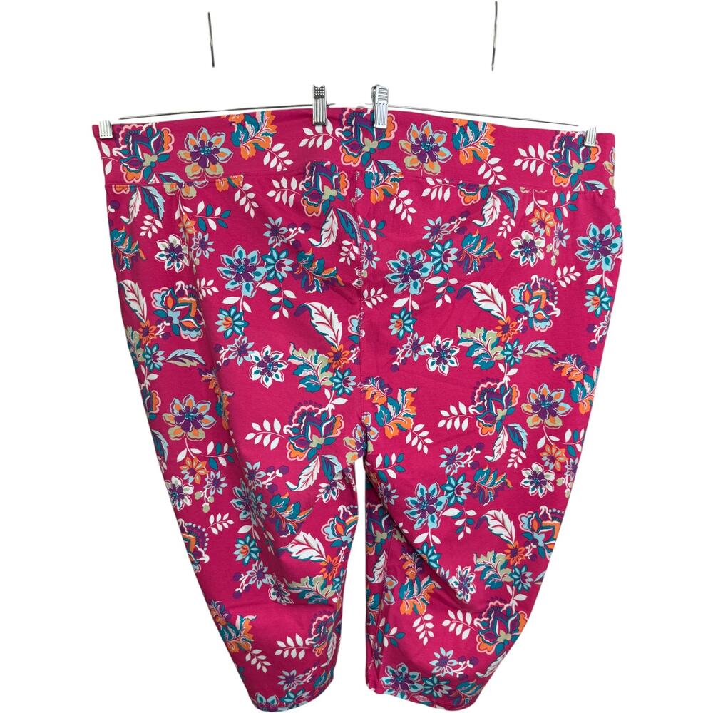 Sport Savvy Regular Printed Jersey Capri Pink Floral 5X Stretch Legging - Picture 6 of 14